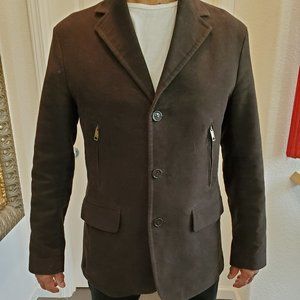 Burberry Olive Jacket w/zipper detail.